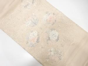 アンティーク　じゅらく製　格天井に花丸模様刺繍袋帯（材料）